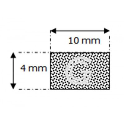 Rechthoekig mosrubber snoer | 4 x 10 mm | per meter